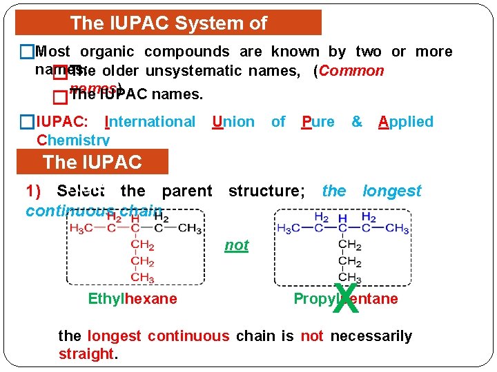 The IUPAC System of Nomenclature compounds are known by two or more �Most organic