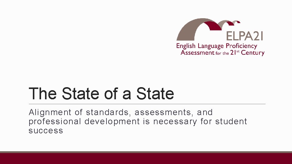 The State of a State Alignment of standards, assessments, and professional development is necessary
