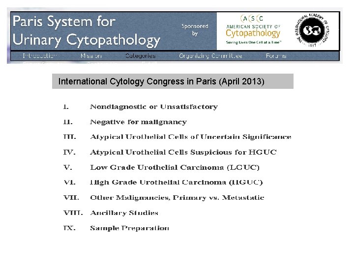  International Cytology Congress in Paris (April 2013) 