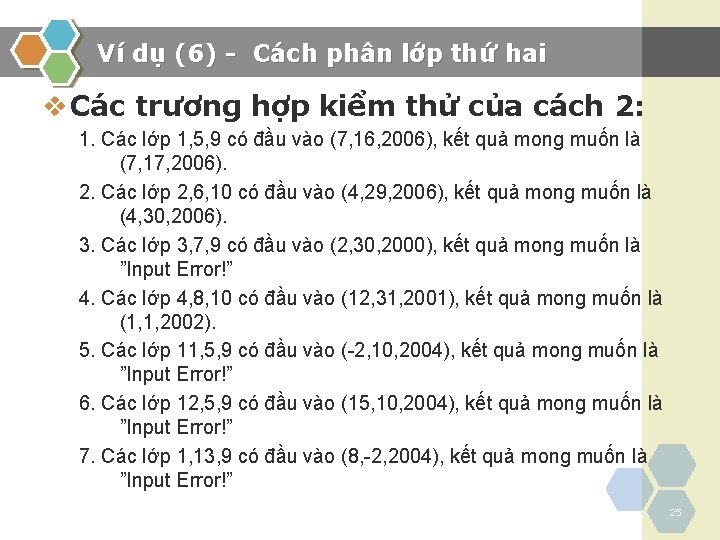 Ví dụ (6) - Cách phân lớp thứ hai v Các trương hợp kiểm