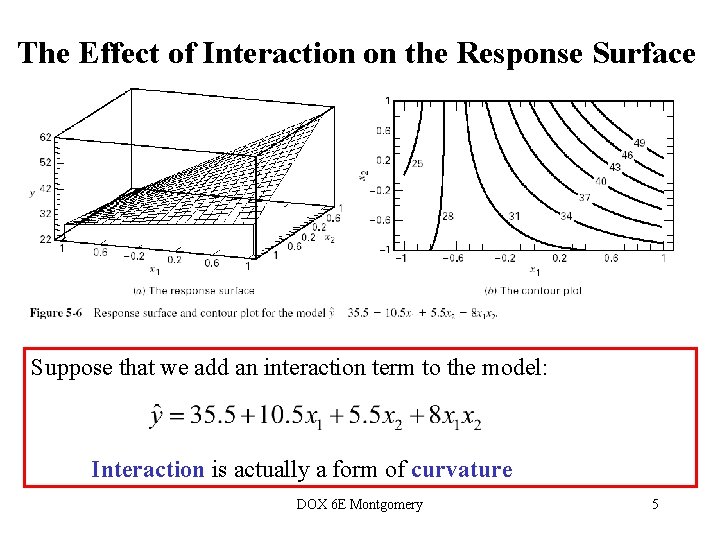The Effect of Interaction on the Response Surface Suppose that we add an interaction