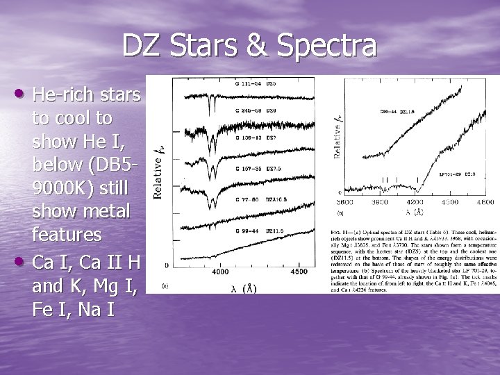 DZ Stars & Spectra • He-rich stars • to cool to show He I, DZ Stars & Spectra • He-rich stars • to cool to show He I,