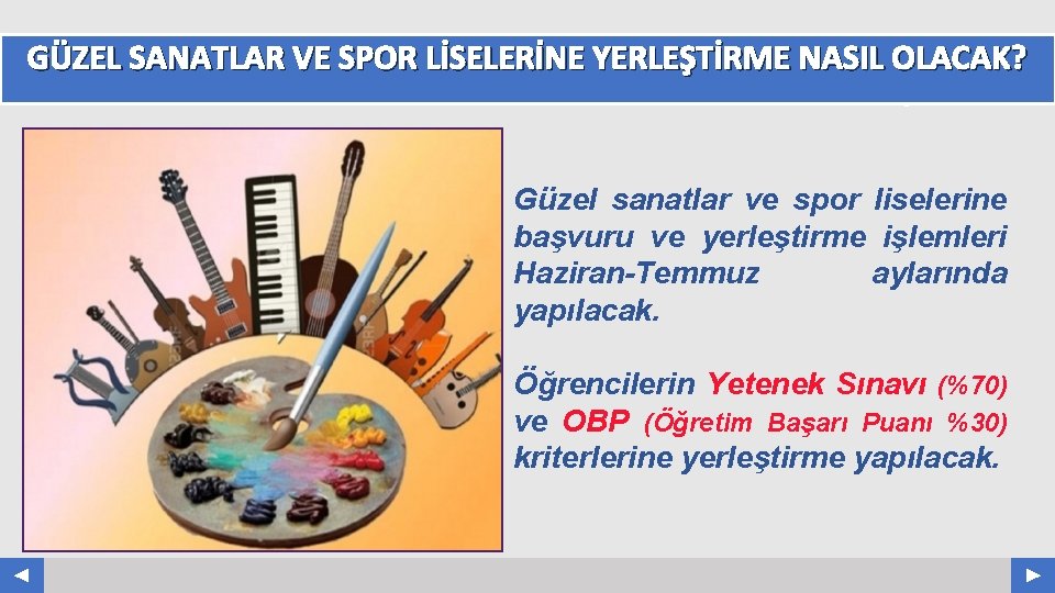 GÜZEL SANATLAR VE SPOR LİSELERİNE YERLEŞTİRME NASIL OLACAK? Your Log o COMPANY NAME ABS.