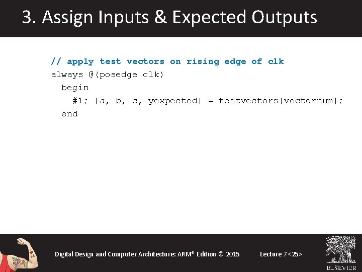 3. Assign Inputs & Expected Outputs // apply test vectors on rising edge of 3. Assign Inputs & Expected Outputs // apply test vectors on rising edge of