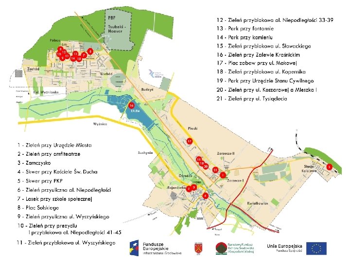 Mapa realizowanych zadań w ramach projektu na lata 2018 – 2019 