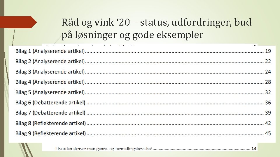 Råd og vink ‘ 20 – status, udfordringer, bud på løsninger og gode eksempler