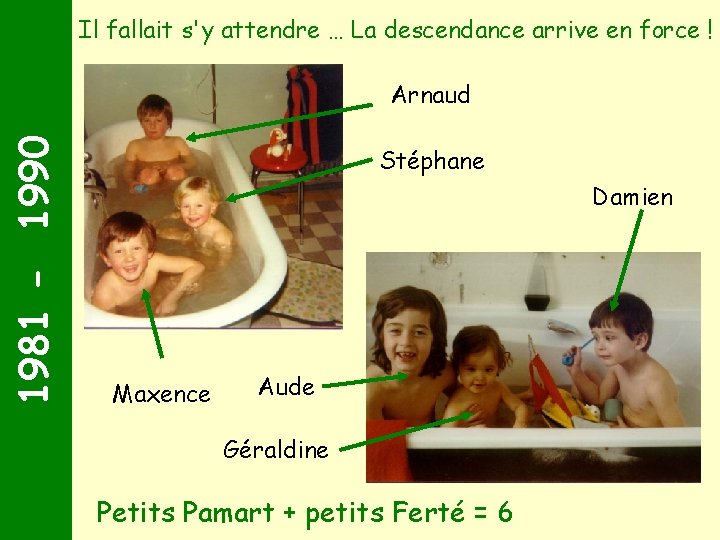 Il fallait s'y attendre … La descendance arrive en force ! 1981 - 1990