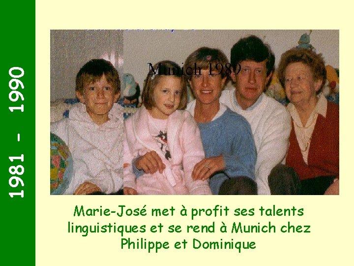 1981 - 1990 Marie-José met à profit ses talents linguistiques et se rend à