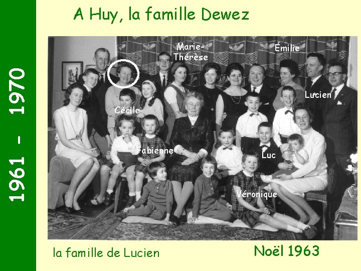 A Huy, la famille Dewez 1961 - 1970 Marie. Thérèse Émilie Lucien Cécile Fabienne