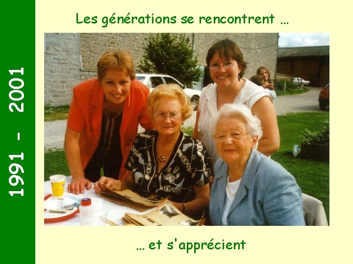 1991 - 2001 Les générations se rencontrent … … et s'apprécient 