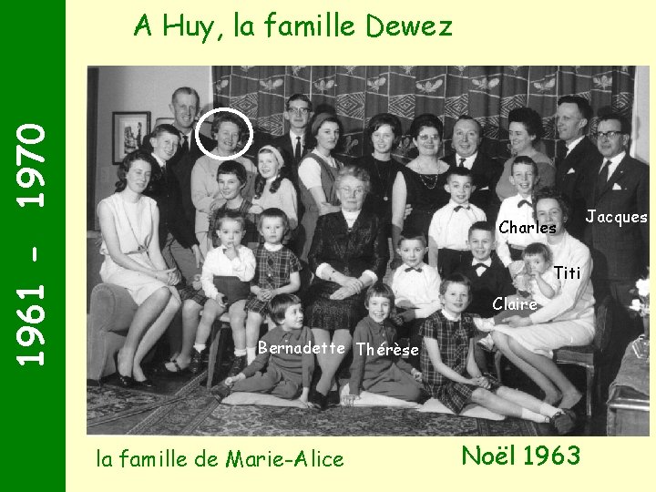 1961 - 1970 A Huy, la famille Dewez Charles Titi Claire Bernadette Thérèse la