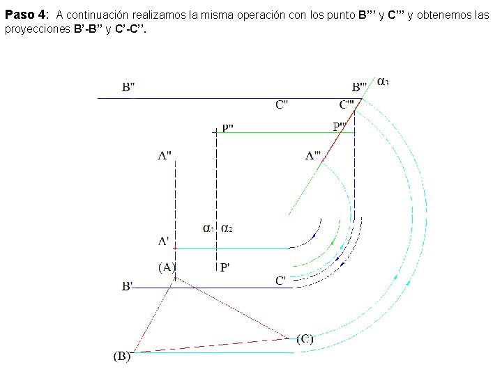 Paso 4: A continuación realizamos la misma operación con los punto B’’’ y C’’’