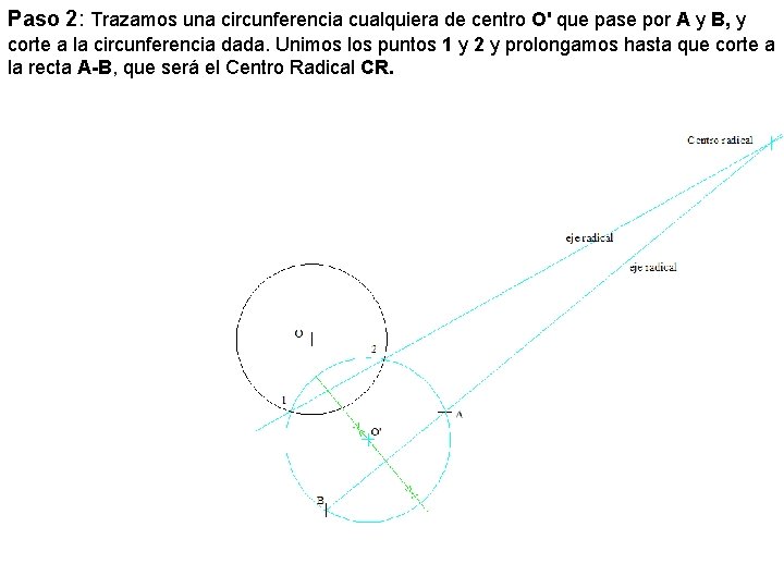 Paso 2: Trazamos una circunferencia cualquiera de centro O' que pase por A y