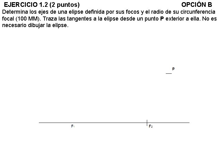 EJERCICIO 1. 2 (2 puntos) OPCIÓN B Determina los ejes de una elipse definida