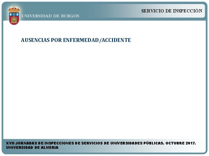 SERVICIO DE INSPECCIÓN AUSENCIAS POR ENFERMEDAD/ACCIDENTE XVII JORNADAS DE INSPECCIONES DE SERVICIOS DE UNIVERSIDADES