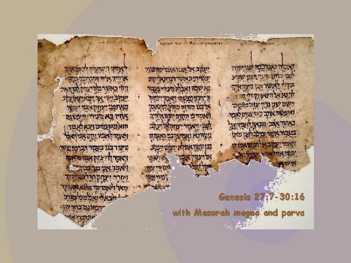 Genesis 27: 7 -30: 16 with Masorah magna and parva 