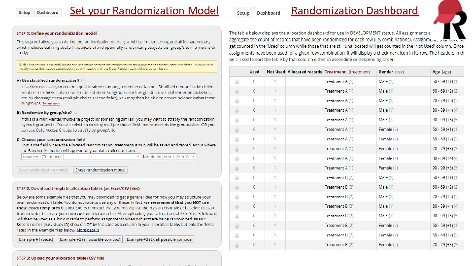 Set your Randomization Model Randomization Dashboard 