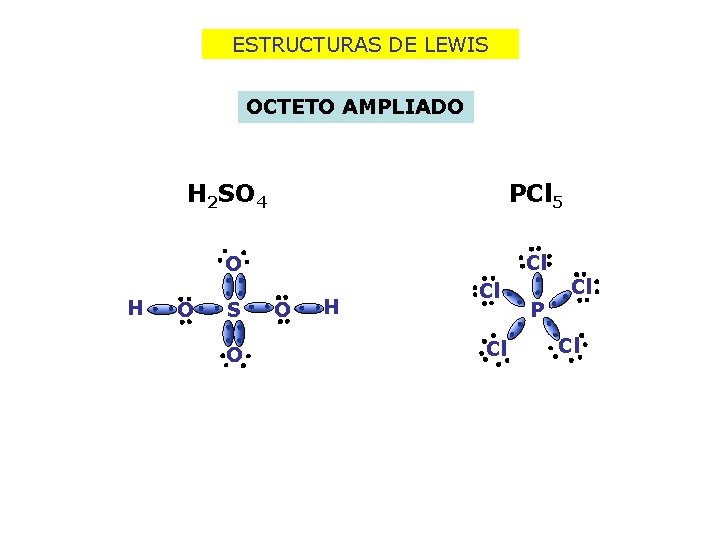 ESTRUCTURAS DE LEWIS OCTETO AMPLIADO H 2 SO 4 PCl 5 Cl O H