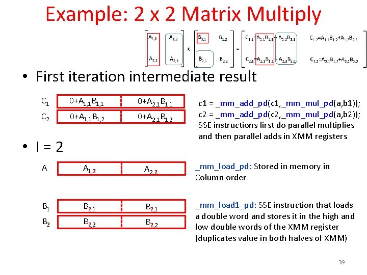 Example: 2 x 2 Matrix Multiply • First iteration intermediate result C 1 0+A