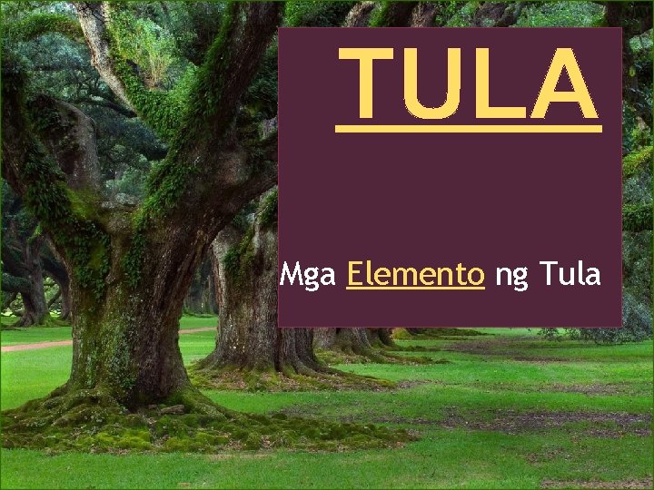 TULA Mga Elemento ng Tula 