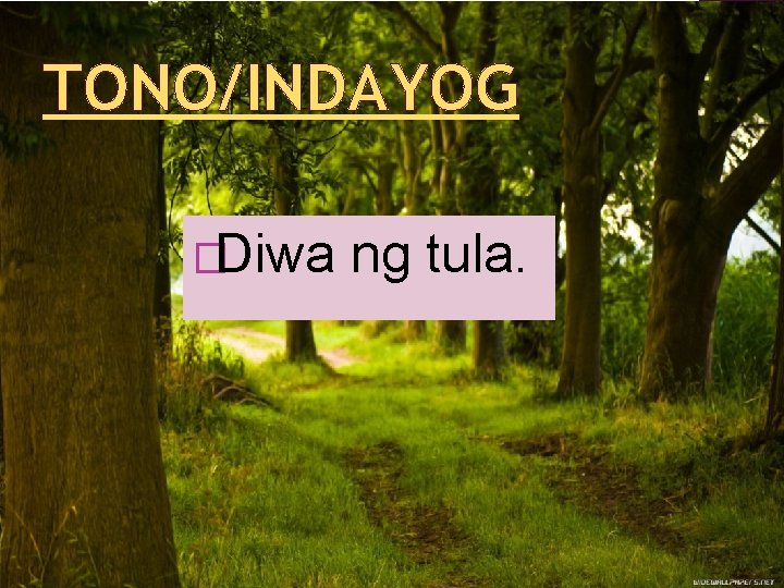 TONO/INDAYOG �Diwa ng tula. 