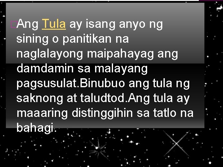 TULA Mga Elemento Ng Tula Ang Tula Ay