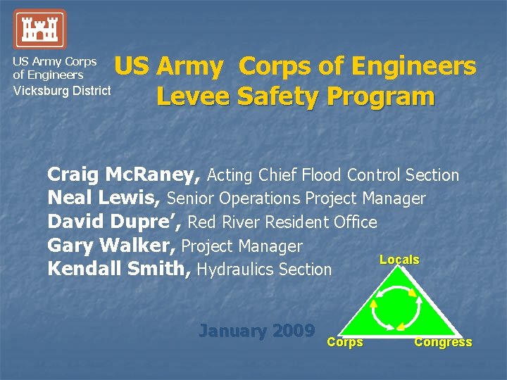 US Army Corps of Engineers Vicksburg District Levee Safety Program US Army Corps of