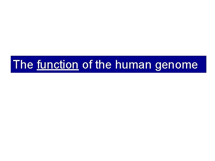 The function of the human genome 