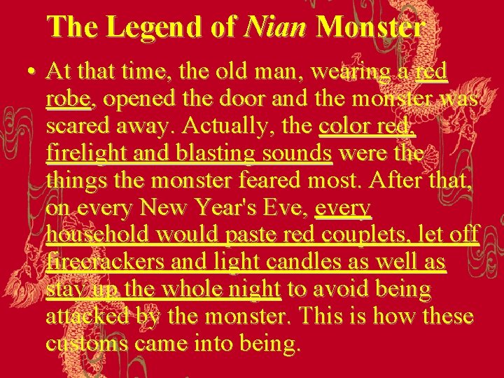 The Legend of Nian Monster • At that time, the old man, wearing a