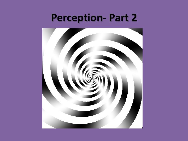 Perception- Part 2 