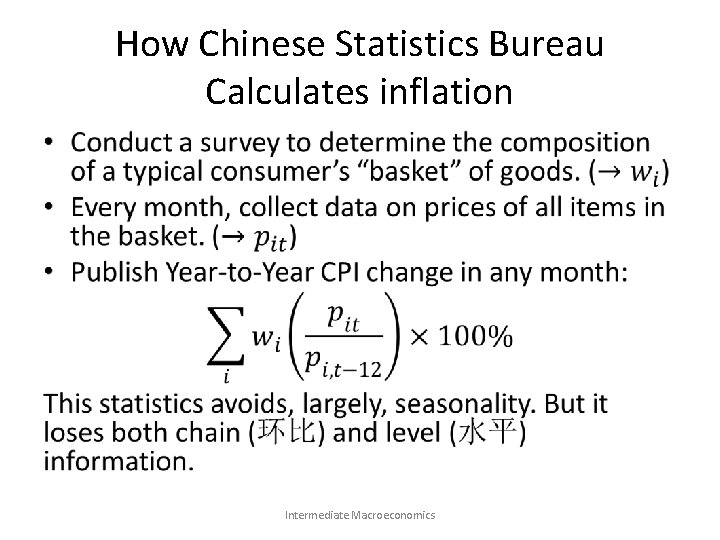 How Chinese Statistics Bureau Calculates inflation • Intermediate Macroeconomics 
