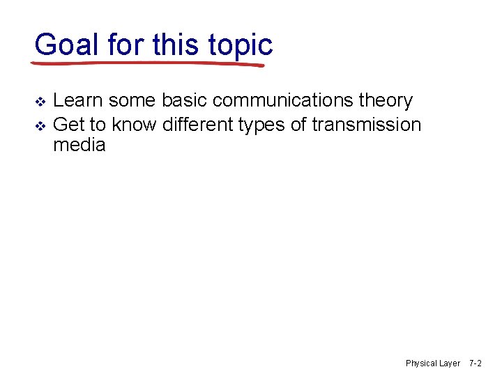 Goal for this topic v v Learn some basic communications theory Get to know