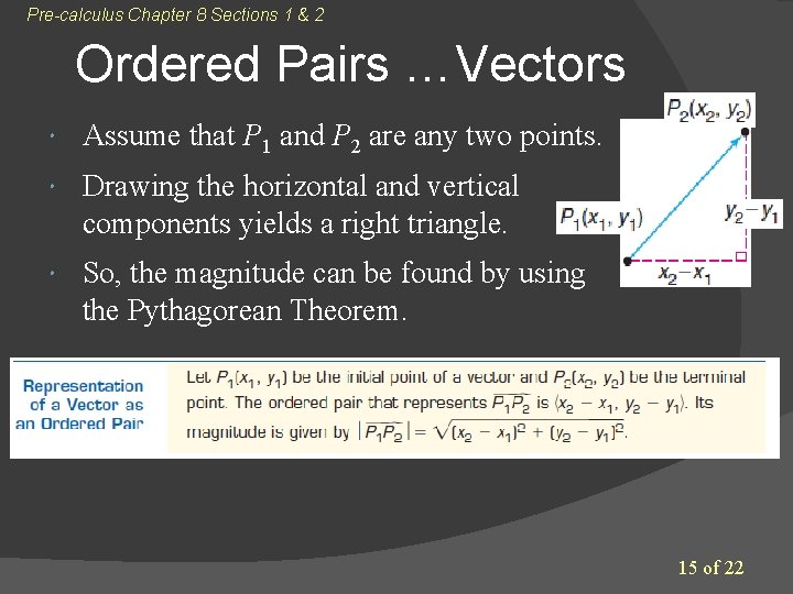 Pre-calculus Chapter 8 Sections 1 & 2 Ordered Pairs …Vectors Assume that P 1 Pre-calculus Chapter 8 Sections 1 & 2 Ordered Pairs …Vectors Assume that P 1