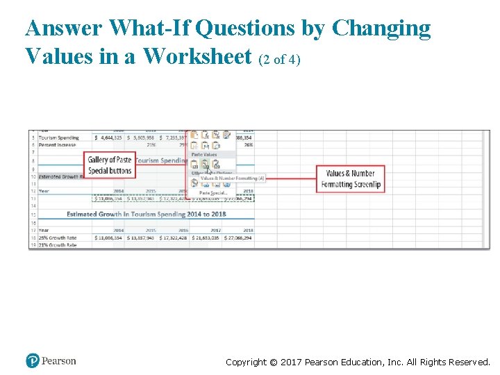 Answer What-If Questions by Changing Values in a Worksheet (2 of 4) Copyright ©