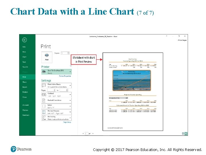 Chart Data with a Line Chart (7 of 7) Copyright © 2017 Pearson Education,