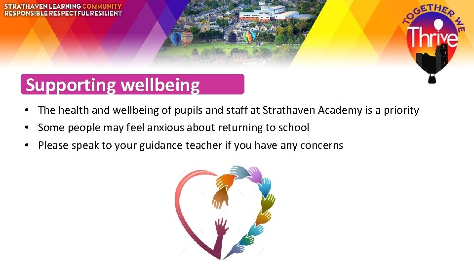 Supporting wellbeing • The health and wellbeing of pupils and staff at Strathaven Academy