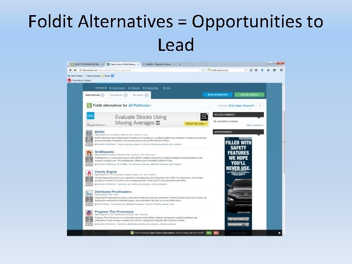 Foldit Alternatives = Opportunities to Lead Foldit Alternatives = Opportunities to Lead