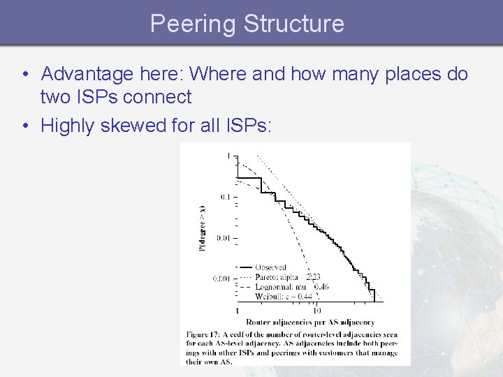 Peering Structure • Advantage here: Where and how many places do two ISPs connect