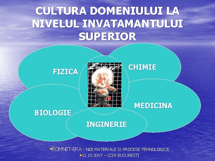 CULTURA DOMENIULUI LA NIVELUL INVATAMANTULUI SUPERIOR CHIMIE FIZICA MEDICINA BIOLOGIE INGINERIE • ROMNET-ERA -