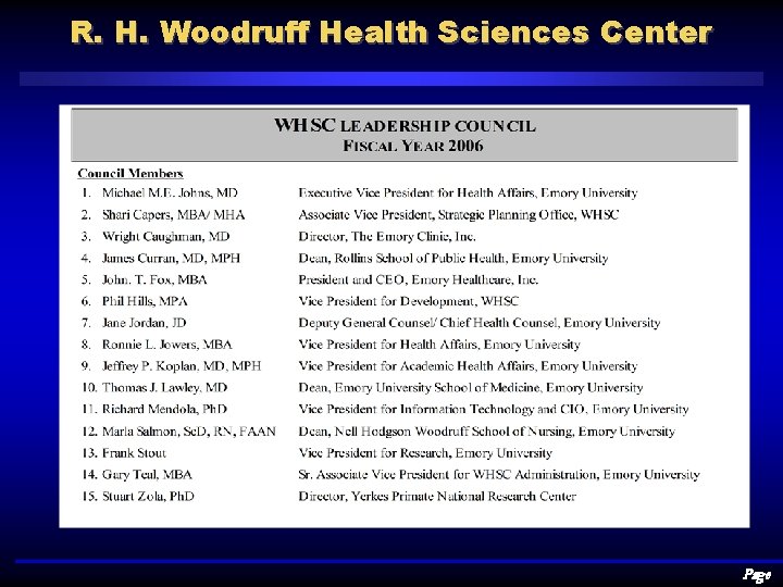R. H. Woodruff Health Sciences Center Page 