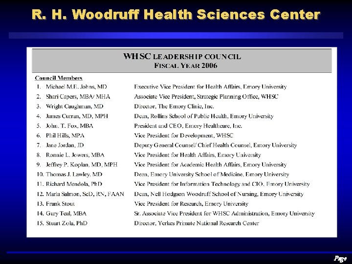 R. H. Woodruff Health Sciences Center Page 