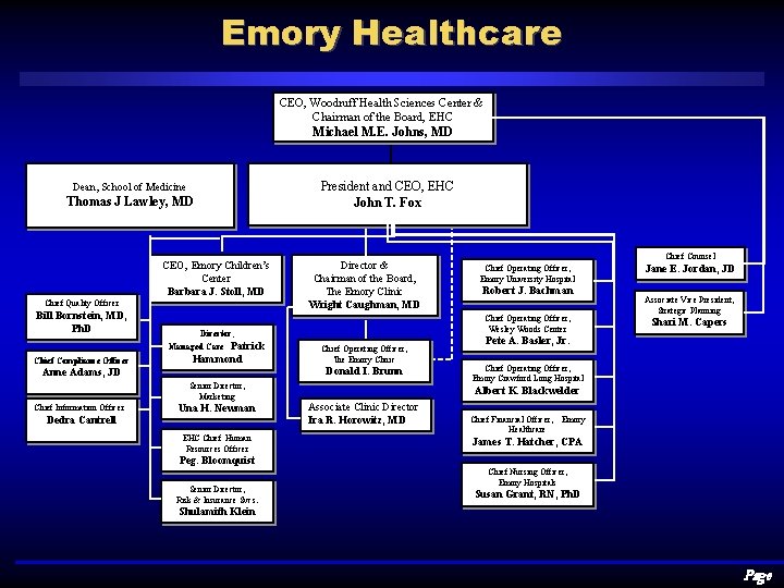 Emory Healthcare CEO, Woodruff Health Sciences Center & Chairman of the Board, EHC Michael