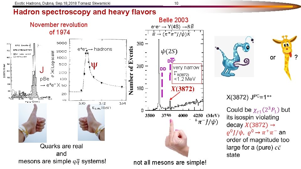 Exotic Hadrons, Dubna, Sep. 18, 2018 Tomasz Skwarnicki 10 Hadron spectroscopy and heavy flavors