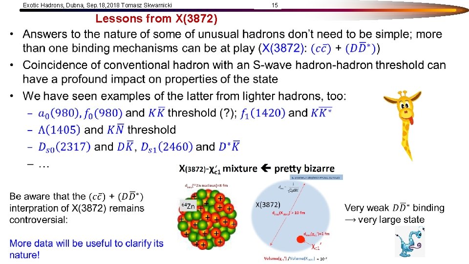 Exotic Hadrons, Dubna, Sep. 18, 2018 Tomasz Skwarnicki 15 Lessons from X(3872) • 