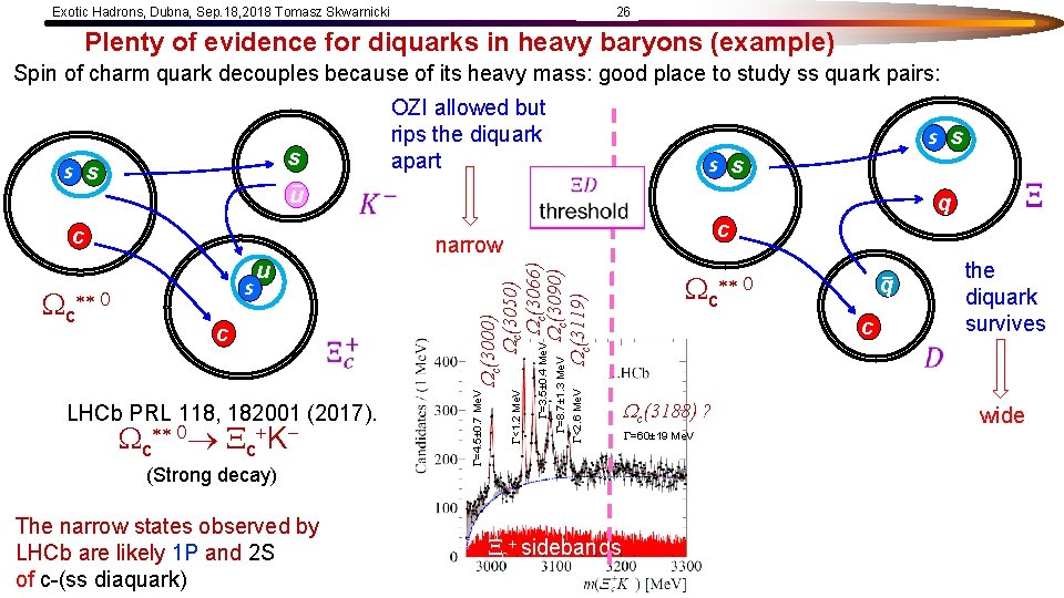 Exotic Hadrons, Dubna, Sep. 18, 2018 Tomasz Skwarnicki 26 Plenty of evidence for diquarks