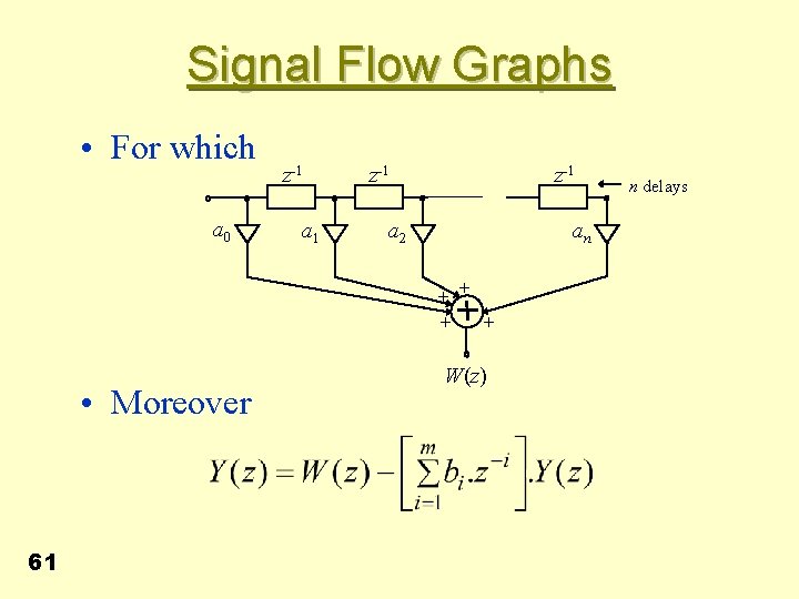 Signal Flow Graphs • For which a 0 z-1 a 1 z-1 a 2