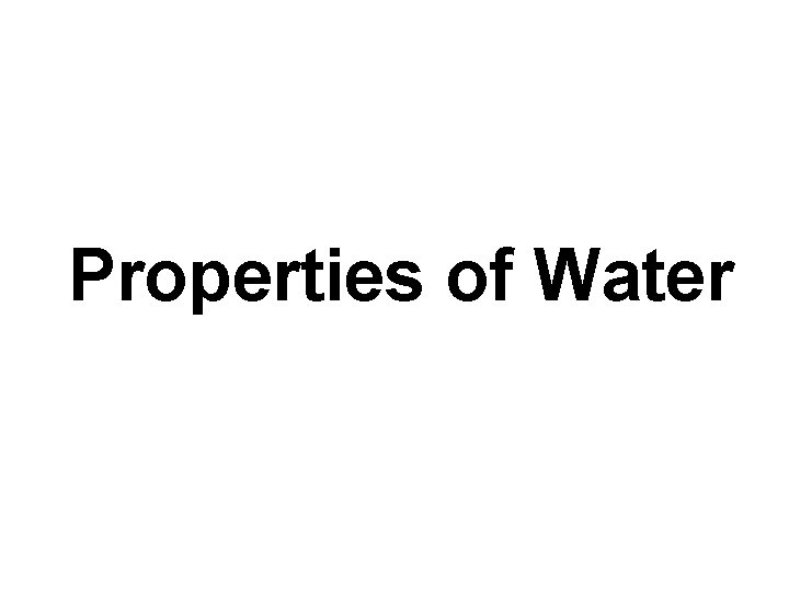 Properties of Water 