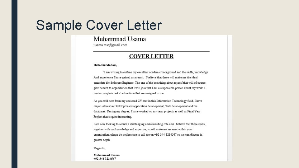 Sample Cover Letter 