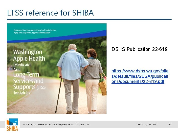 LTSS reference for SHIBA DSHS Publication 22 -619 https: //www. dshs. wa. gov/site s/default/files/SESA/publicati