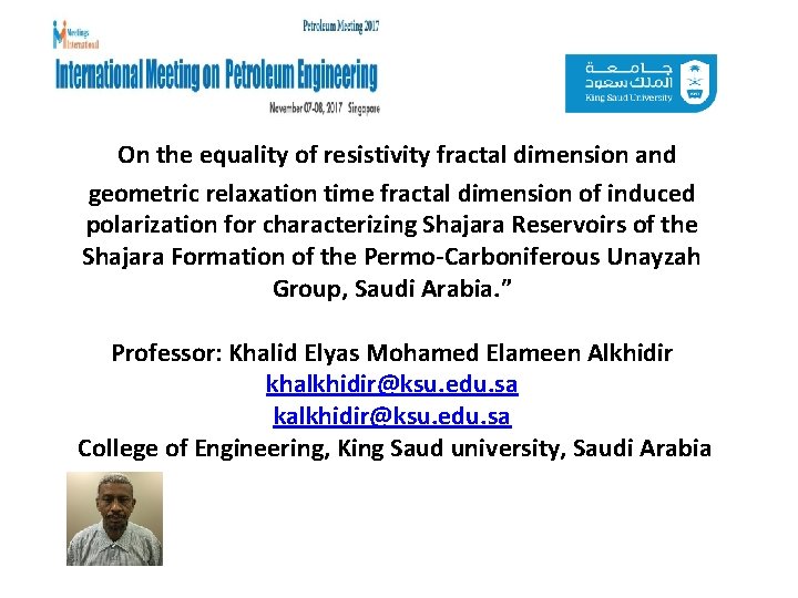 On the equality of resistivity fractal dimension and geometric relaxation time fractal dimension On the equality of resistivity fractal dimension and geometric relaxation time fractal dimension